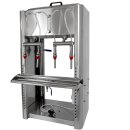 Flaschen-Abfüller für Pumpe: Profi Abfüllgerät 4 Stationen mit elektronisch gesteuertem Füllstands-Messer (steuert Pumpe), 230V, Falldruckfüller 14mm Edelstahl Standard-Füllventilen - Abfülleistung ca. 480 Ltr./Std., made in EU  (versandkostenfrei)*