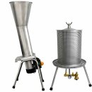 HAUSMOSTEREI SET ANGEBOT: 40L Set ideal bis ca. 500kg Obst, bewährter Fischer 1,5kW  Edelstahl Kernobst-Schneidemühle OME 700 + Fischer Hydropresse 40 Liter z.B. zur Apfelsaft-Herstellung (Versand kostenfrei *)