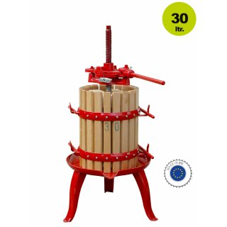 Obstpresse manuell / Holz: Weinpresse,  Kelter,  Apfelpresse OPM 30, 30 Liter Presskorb Inhalt, mechanische Spindel-Korb-Presse 