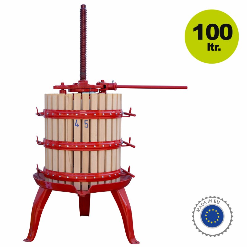 500OPM45 /  Obstpresse manuell / Holz: Weinpresse (Traubenpresse), Kelter, Apfelpresse OPM 45,  100 Liter Inhalt, mechanische Spindel-Korb-Presse (versandkostenfrei)* 