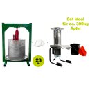 Obstpresse + Obstmühle SET-ANGEBOT - ideal für ca. 300kg Äpfel: Obstpresse manuell hydraulisch, 23 Liter Kelter, lebensmittel-berührende Teile aus Edelstahl, Fischer OPRAH23 + Obstmühle Fruit-Shark als Lagerverkauf Set-Angebot (Versand kostenfrei*)