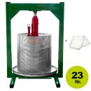 Obstpresse + Obstmühle SET-ANGEBOT - ideal für ca. 300kg Äpfel: Obstpresse manuell hydraulisch, 23 Liter Kelter, lebensmittel-berührende Teile aus Edelstahl, Fischer OPRAH23 + Obstmühle Fruit-Shark als Lagerverkauf Set-Angebot (Versand kostenfrei*)