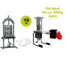 Obstmühle + Obstpresse Set-Angebot - ideal für ca.150-200kg Äpfel: Obstpresse hydraulisch Edelstahl: 18 Liter  Obstpresse / Beerenpresse / Apfelpresse  OPRIH18 incl. Presstuch + elektrische Obstmühle Fruit-Shark (versandkostenfrei)*