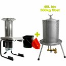 SET ANGEBOT: 40L Set ideal bis ca. 300kg Obst, bewährte Fischer 1,1kW Edelstahl Kernobst-Schneidemühle OME 500 Fruit-Shark + Fischer Hydropresse 40 Liter z.B. zur Apfelsaft-Herstellung (Versand kostenfrei *)