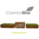 YERD CortenBOX 100: stabiles  Kaminholz-Regal  100x60x35cm,   Holzbox / Holzregal aus echtem Corten-Stahl (!), Holzlege Farbe Rost-Patina,  verschweißtes (!) Stahl-Regal für Feuerholz