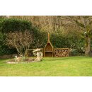 Terrassenfeuer / Grill-Kamin: YERD Grill Gartenkamin mit Schronstein / Feuerstelle BURNLEY, aus echtem 1,6mm  Corten-Stahl (!) in Edelrost, Höhe 1,8m,  mit Grillrost (Versand kostenfrei*)