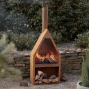 Terrassenfeuer / Grill-Kamin: YERD Grill Gartenkamin mit Schronstein / Feuerstelle BURNLEY, aus echtem 1,6mm  Corten-Stahl (!) in Edelrost, Höhe 1,8m,  mit Grillrost (Versand kostenfrei*)