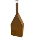 Terrassenfeuer / Grill-Kamin: YERD Grill Gartenkamin mit Schronstein / Feuerstelle BURNLEY, aus echtem 1,6mm  Corten-Stahl (!) in Edelrost, Höhe 1,8m,  mit Grillrost (Versand kostenfrei*)