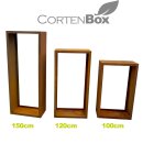 YERD CortenBOX 100: Cortenstahl Beet-Einfassung 100x60x35cm,  35cm Hochbeet aus echtem 1,6mm Corten-Stahl (!), Farbe Rost-Patina, verschweißt - nicht verschraubt, witterungs-beständig, kann auch stehend als Brennholz-Regal verwendet werden
