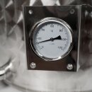 Edelstahl Marmeladentopf mit Rührwerk, Kochtopf 35 Liter, 1" Zoll Boden-Ausguß, mit integriertem Thermometer, ideal für Gasbefeuerung, made in EU (Versand kostenfrei *)