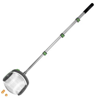 YERD RO4L  Rollsammler für Nüsse, 4L Rollkorb, inkl. robustem Alu-Teleskopstiel, Nuss-Sammler ideal für Haselnüsse und Walnüsse u.v.m., Fallobst-Sammler mit praktischer Entleerungs-Klappe und Transportbeutel