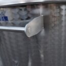 Edelstahl-Immervoll Behälter, 200 Liter  Edelstahl-Lagertank inkl. Schwimmdeckel und Staubdeckel für Wein und Most, mit Boden-Restauslauf, 2 Ausläufe,  original Zottel Fass mit angeschweißten Füßen und Rädern, made in EU  (Versand kostenfrei*)