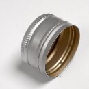 Schraubverschlüsse für Flaschen:  PP31.5 Maschinen-Schraubverschlüsse (Rohlinge ohne Gewinde), silber-farben  matt , Anrollverschluss mit  Abrisslasche / Flaschen-Deckel Metall mit Originalitätsring für Anrollmaschinen