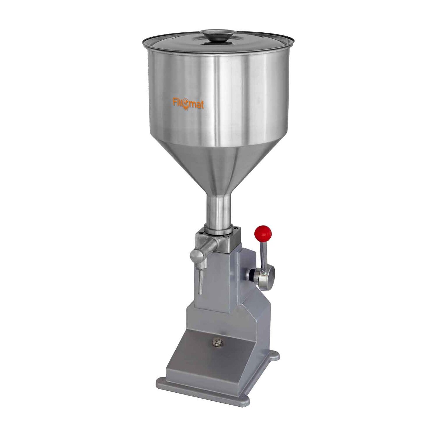 31035  Manueller Dosierfüller  50 ML, zum Dosieren von Honig, Kosmetika, Öl usw., dosierbar von 5-50ml pro Stoß (einstellbar per Justrierschraube), Abfüller mit 10 L Trichter, Edelstahl  (Versand kostenfrei) 