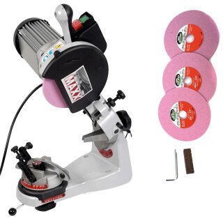 Kettenschärfgerät MAXX Pro-Grinder, Profi Werkstatt- Schärfgerät für Sägeketten mit 2x Harzlöser + Set 2