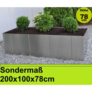 Hochbeet aus Metall - nach Maß  Günstiges "Square  200" Hochbeet Edelstahl 200x100cm  in Höhe 80cm, beliebig verlängerbar! (Versand kostenfrei *)