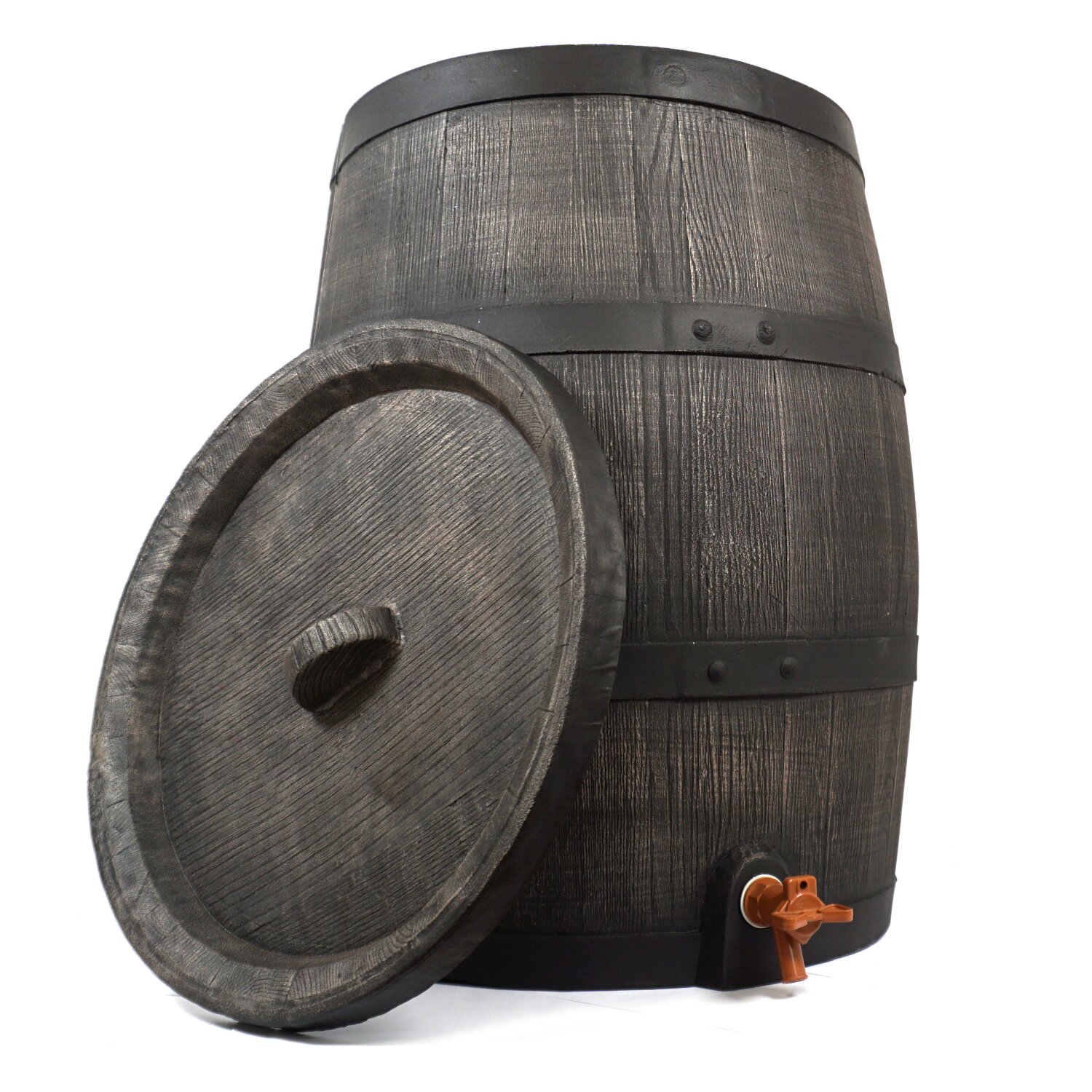 2262096440  YERD Regenfass Country: Regentonne Wassertank Fass 140 Liter 3/4" Zoll Auslauf mit Messinggewinde, sehr dekorative und realistisches Holzfass-Design, Regenwasser-Speicher aus frostfestem PE-Kunststoff, inkl. Aulaufhahn (Größe "2"), mit Deckel,  made in EU 	 
		 (ROTO, Regentonne, Regenfass, Holfass, Regenwasser-Tonne, Country, YERD, 140 Liter, 3/4