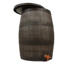 YERD Regenfass Country: Regentonne Wassertank Fass 140 Liter 3/4" Zoll Auslauf mit Messinggewinde, sehr dekoratives und realistisches Holzfass-Design, Regenwasser-Speicher aus frostfestem PE-Kunststoff, inkl. Auslaufhahn (Größe 2), mit Deckel,  made in EU
