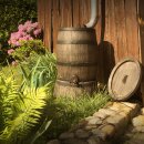 YERD Regenfass Country: Regentonne Wassertank Fass 140 Liter 3/4" Zoll Auslauf mit Messinggewinde, sehr dekoratives und realistisches Holzfass-Design, Regenwasser-Speicher aus frostfestem PE-Kunststoff, inkl. Auslaufhahn (Größe 2), mit Deckel,  made in EU