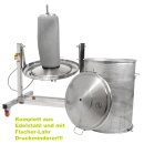 NEU 2025 - Fischer -Lahr®  FPF90 PRO Edelstahl Hydropresse kippbar:  90 Liter Kelter / Apfelpresse / Obstpresse mit Wasserdruck-Antrieb, nur bei Fischer mit zusätzlichem Druckminderer (!), inkl. Presstuch, komplett INOX, mit Fahrwerk (versandkostenfrei)*