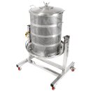 NEU 2025 - Fischer -Lahr®  FPF90 PRO Edelstahl Hydropresse kippbar:  90 Liter Kelter / Apfelpresse / Obstpresse mit Wasserdruck-Antrieb, nur bei Fischer mit zusätzlichem Druckminderer (!), inkl. Presstuch, komplett INOX, mit Fahrwerk (versandkostenfrei)*