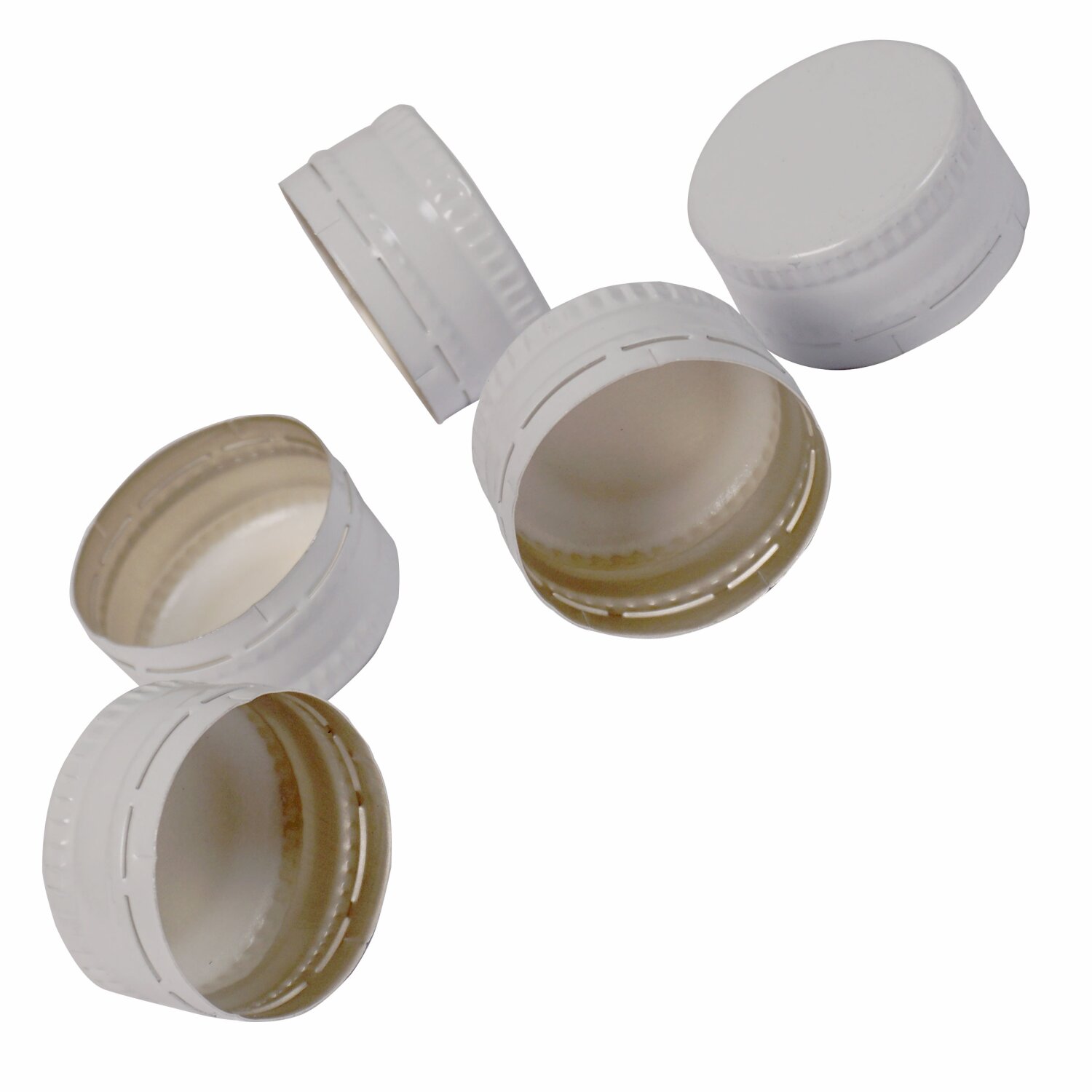 M28  Maschinen-Schraubverschlüsse  MCA  28 schwarz 	 
		 (Schraubverschluss, Flaschenverschluss, Anrollverschluss, Maschinen-Schraubverschluss, 28mm MCA / PP,ohne Gewinde, unthreated,  Metall weiß)  
	