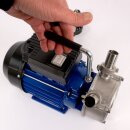 Edelstahl Weinpumpe KPE25  Enos, Kreiselpumpe, 230V, elektrische Getränkepumpe lebensmittelecht / CE-konform, Rechts-/Linkslauf, Abfüllpumpe heiß bis 80°C, 2500 l/h, 1″ Zoll Anschluss, made in EU