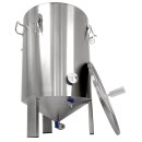 FM60 Maische- Fermenter 60 Liter, Edelstahl, konisch mit Boden-Restauslauf, Gärröhrchen, Innen-Thermometer, luftdicht verschließbarer Spanndeckel, Mini-Gärtank ideal zur flüssigen Fermentation bzw. Hefe-Vergärung bei Wein, Bier, Most / Saft-Fermentation,