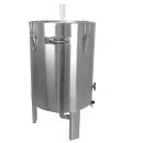FM60 Maische- Fermenter 60 Liter, Edelstahl, konisch mit Boden-Restauslauf, Gärröhrchen, Innen-Thermometer, luftdicht verschließbarer Spanndeckel, Mini-Gärtank ideal zur flüssigen Fermentation bzw. Hefe-Vergärung bei Wein, Bier, Most / Saft-Fermentation,
