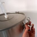 FM30 Maische- Fermenter 30 Liter , Edelstahl, konisch mit Boden-Restauslauf, Gärröhrchen, Innen-Thermometer, luftdicht verschließbarer Spanndeckel, Mini-Gärtank ideal zur flüssigen Fermentation bzw. Hefe-Vergärung bei Wein, Bier, Most / Saft-Fermentation