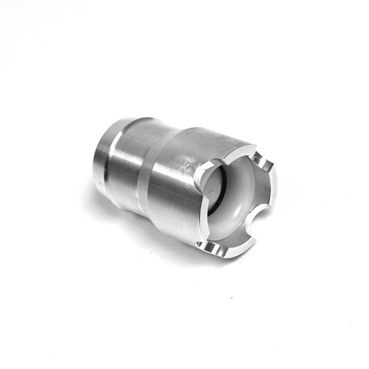   Rückschlagventil bei dünnflüssigen Medien (wie Wein, Saft, Speiseöl) für den Ansaug-Schlauch von Abfüllgeräten, 19mm (ca. 3/4" Zoll), verhindert Rücklauf  in den Lagerbehälter bei Abfüllern mit z.B. Mignon-Ventilen oder Ventilen die nicht selbst schließen 