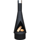 B-Ware Gartenkamin Denver Black, 125cm, aus Normal-Stahl inkl. Grill-Rost  - mit leichten Kratzern - Versandrückläufer