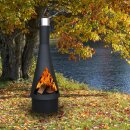 B-Ware Gartenkamin Denver Black, 125cm, aus Normal-Stahl inkl. Grill-Rost  - mit leichten Kratzern - Versandrückläufer