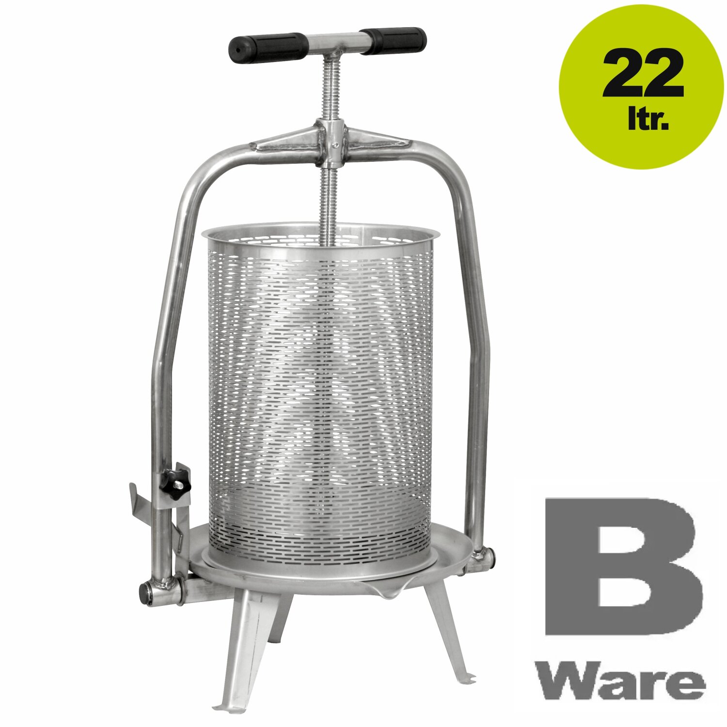 500V22inox-B-Ware  B-Ware Spindelpresse / Obstpresse Fischer V22: manuelle Edelstahl Spindelpresse mit 22 Liter Presskorb, kippbare Spindel, komplett aus Edelstahl - leichte Gebrauchsspuren 	 
		 (Spindelpresse, Obstpresse Edelstahl, manuelle Obstpresse, Maischepresse, Beerenpresse, Traubenpresse, Lebenmittelpresse)  
	