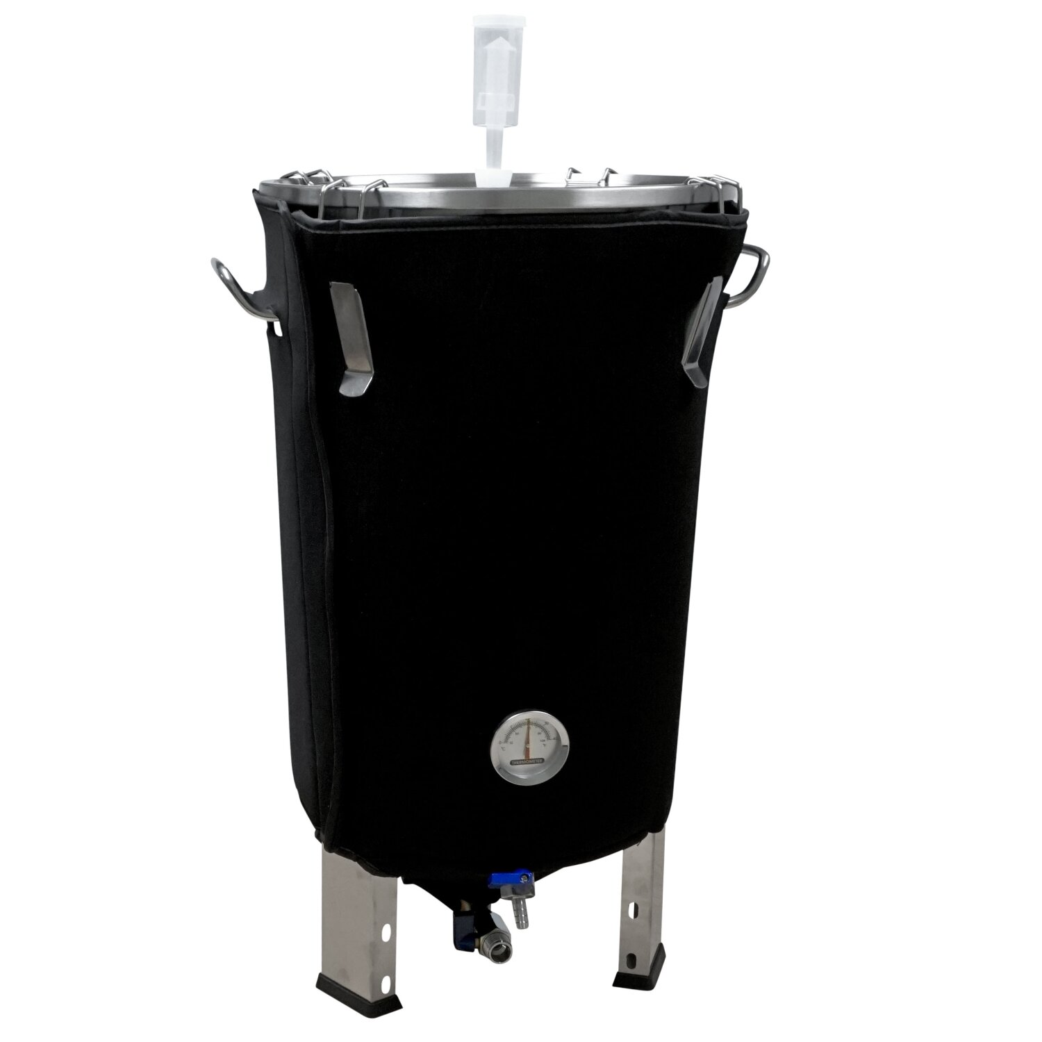   NEU 2027: Isolier-Mantel passend für FISCHER-LAHR Fermenter 30L (340DMF300), Neopren mit Klettverschluss, Thermo-Hülle passgenau mit Aussparungen für das Gärfass zugeschnitten, unten konisch zulaufend (ohne Behälter) 	 
		 (Thermomantel, Neopren, DMF)  
	