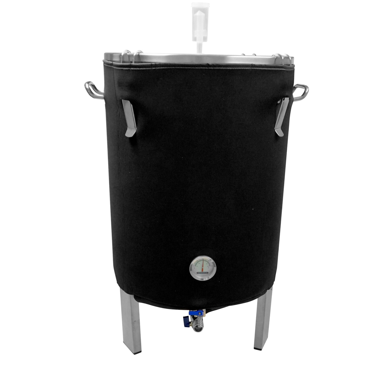   NEU 2027:  Isolier-Mantel passend für FISCHER-LAHR Fermenter 60L (340DMF600), Neopren mit Klettverschluss, Thermo-Hülle passgenau mit Aussparungen zugeschnitten, unten konisch zulaufend  (ohne Behälter) 	 
		 (Neopren, Isolierung, DMF)  
	