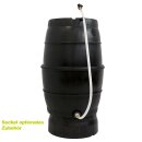 YERD Regentonne / Regenfass, 170 Liter, schwarz, zerlegt – mit kindersicherem Deckel, kompakt, schnell aufgebaut, mit Schlauch, Absperrhahn & Laubschutz, aus frostsicherem Kunststoff