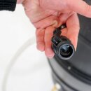 YERD Regentonne / Regenfass, 170 Liter, schwarz, zerlegt – mit kindersicherem Deckel, kompakt, schnell aufgebaut, mit Schlauch, Absperrhahn & Laubschutz, aus frostsicherem Kunststoff