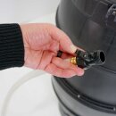 YERD Regentonne / Regenfass, 170 Liter, schwarz, zerlegt – mit kindersicherem Deckel, kompakt, schnell aufgebaut, mit Schlauch, Absperrhahn & Laubschutz, aus frostsicherem Kunststoff