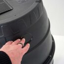 YERD Regentonne / Regenfass, 170 Liter, schwarz, zerlegt – mit kindersicherem Deckel, kompakt, schnell aufgebaut, mit Schlauch, Absperrhahn & Laubschutz, aus frostsicherem Kunststoff