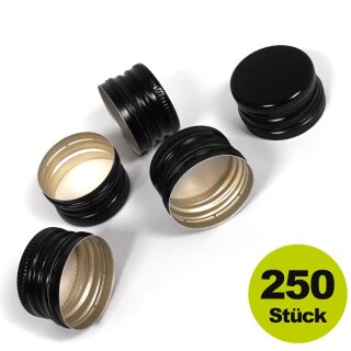 Hand-Schraubverschlüsse schwarz mit Abrisslasche, für Flaschen mit PP28 Gewinde,  250 Stück