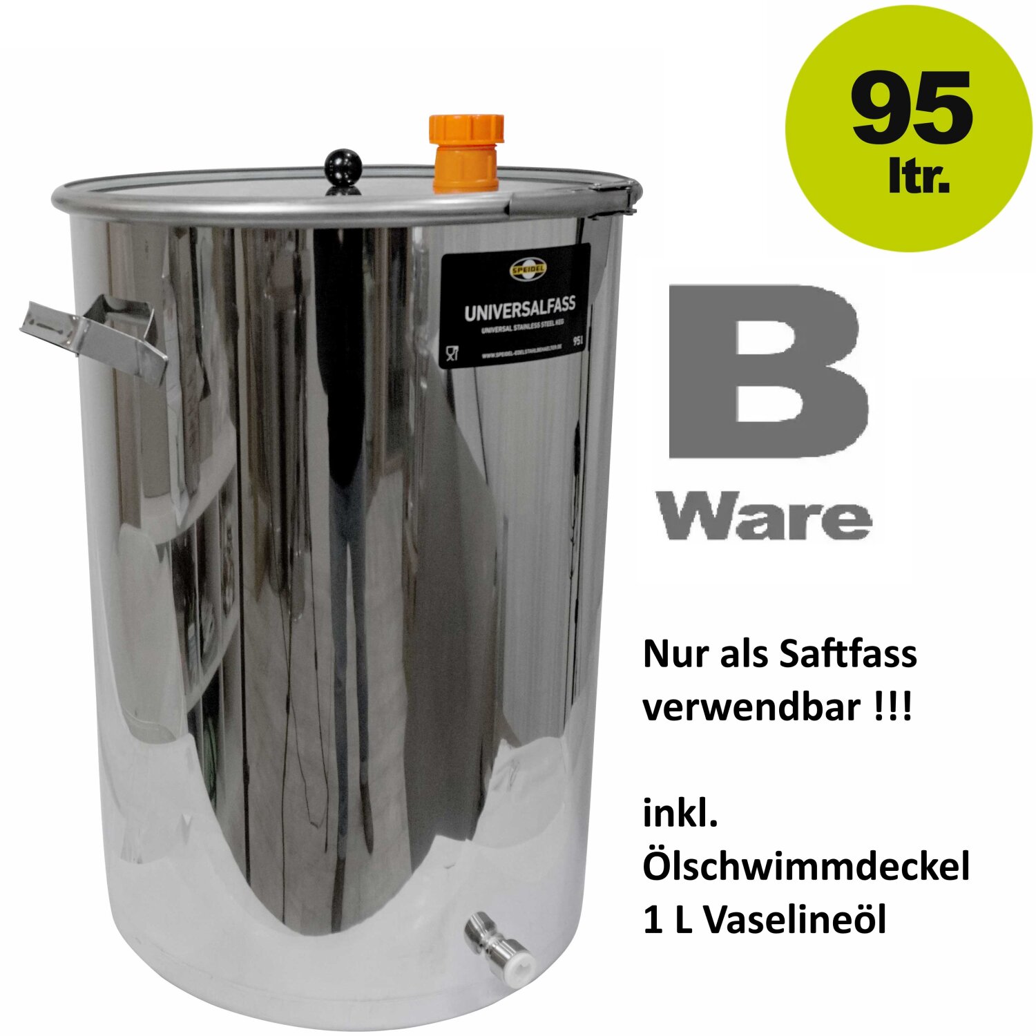 330UEF95-B-Ware   	 
		 (Edelstahlfass, Universalfass, Weintank, Lagertank)  
	