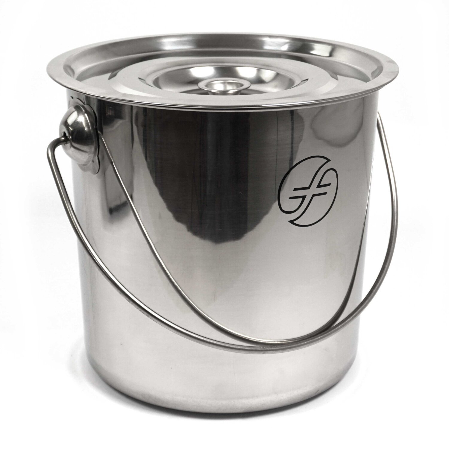 BM20-3  Stapelbarer (!) FISCHER-LAHR Edelstahl AISI 304 Honig-Eimer 12 Liter (~16 kg Honig), mit Edelstahl-Deckel, lebensmittelecht, für Honig und Lebensmittel wie Fette, Konditorei-Pasten, kleine Vorteige, Umfüll-Eimer Getränke, Küchen-, Gastro-oder Futter-Eimer 	 
		 (Honig-Eimer, Edelstahl, Lebenmittel-Eimer, Eimer mit Deckel)  
	