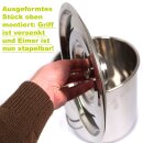 Stapelbarer (!) FISCHER-LAHR Edelstahl AISI 304 Honig-Eimer 12 Liter (~16 kg Honig), mit Edelstahl-Deckel, lebensmittelecht, für Honig und Lebensmittel wie Fette, Konditorei-Pasten, kleine Vorteige, Umfüll-Eimer Getränke, Küchen-, Gastro-oder Futter-Eimer