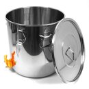 FISCHER-LAHR Honig Edelstahl-Lagerfass / Transport-Behälter / Abfüllkübel 25 Liter (ca. 35 kg Honig),  mit Quetschhahn, Spanndeckel mit Silikondichtung luftdicht verschließbar, V2A Edelstahl AISI 304 hochglanzpoliert