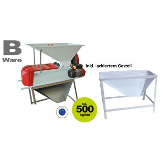 B-Ware Obstentstein- & elektrische Passier-Maschine OE490 für Kirschen, Mirabellen / wechselbare Einsätze für anderes Obst wie Aprikosen möglich /  500 kg Steinobst pro Std., Kirschentsteiner für Fruchtmus ohne Steine - Vorführmodell - leichte Gebrauchssp