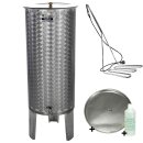 SET Zottel Saftfass 50 Liter mit Füßen und Schwimmdeckel: Kompeltt-Set Edelstahl-Apfelsaftfass / Zottel Saftfass für pasteurisierten Saft, mit  Speidel Tauchsieder, Auslaufhahn Edelstahl, Staubdeckel, Öl-Schwimmdeckel und Vaseline-Öl (Versand kostenfrei*)