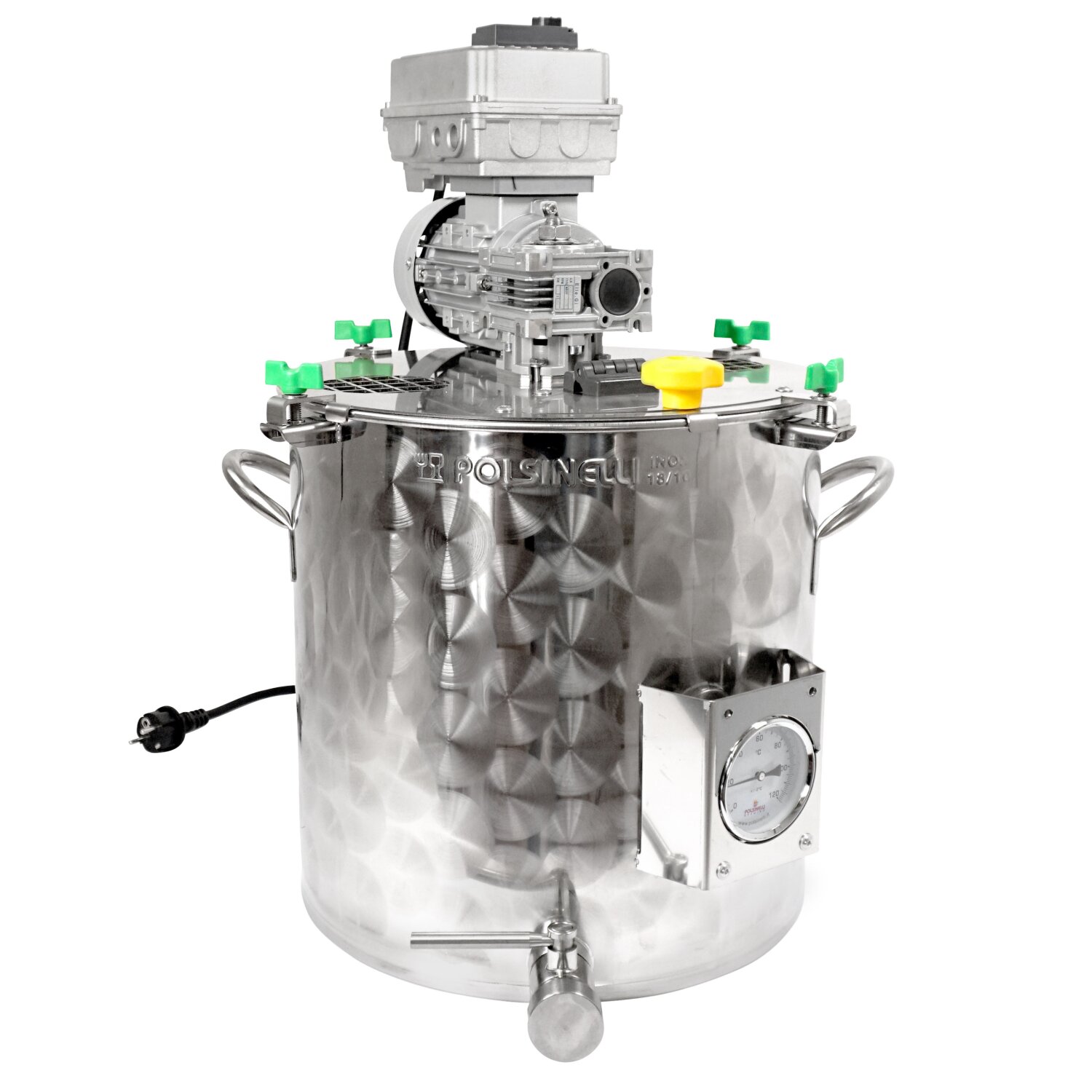 AMP0024  Edelstahl Kochtopf 35 Liter, Marmeladentopf mit Rührwerk und Geschwindigkeitsregler,  Inverter-Motor mit stufenloser Geschwindigkeits-Regelung, mit Thermometer, Kochkessel für Gasbefeuerung,  made in EU (Versand kostenfrei*) 	 
		 (Marmelade, Kochtopf, mit Rührwerk, Edelstahl-Marmeladentopf, Herstellung Konfitüre, Gelee, Marmeladentopf, Marmelade kochen, Marmelade selbst machen)  
	