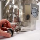 Edelstahl Kochtopf 35 Liter, Marmeladentopf mit Rührwerk und Geschwindigkeitsregler,  Inverter-Motor mit stufenloser Geschwindigkeits-Regelung, mit Thermometer, Kochkessel für Gasbefeuerung,  made in EU (Versand kostenfrei*)