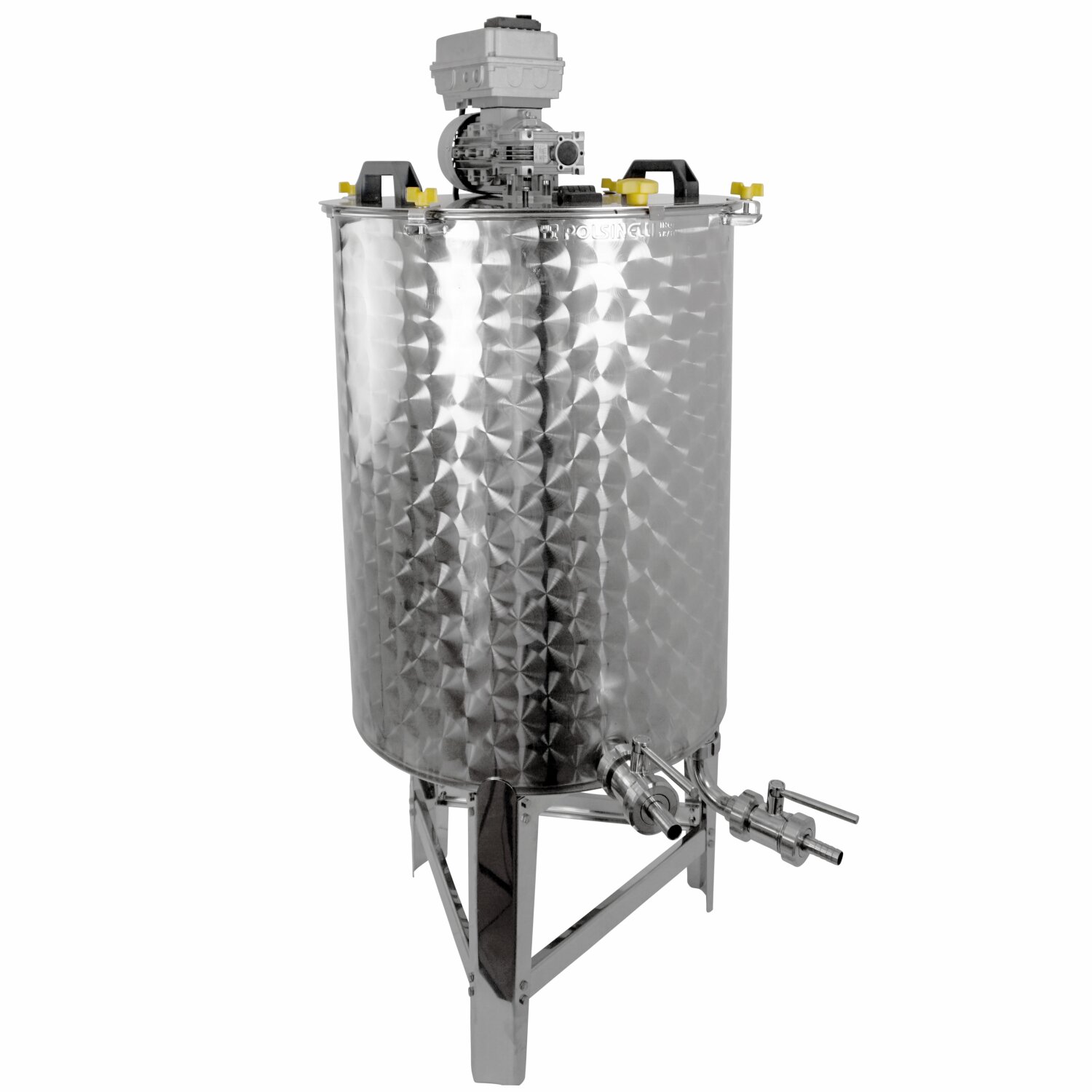 ABP150  Edelstahlfass mit Rührwerk 150 Liter, mit Inverter-Motor (stufenlose Geschwindigkeit),  Vermischungstank für flüssige Lebensmittel / Getränke, Rührtank mit Bodenauslauf, Mischtank made in EU (Versand kostenfrei*) 	 
		 (Edelstahltank, Rührwerk)  
	